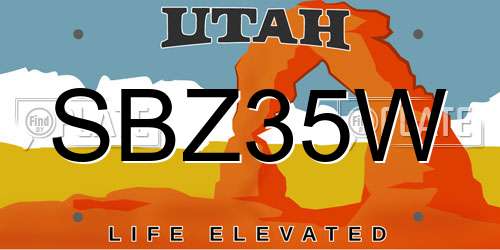 SBZ35W Utah License Plate