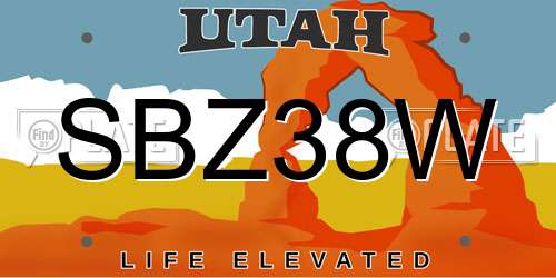 SBZ38W Utah License Plate