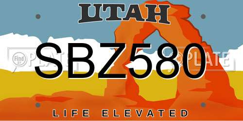 SBZ580 Utah License Plate