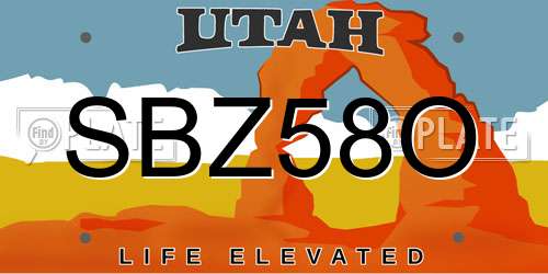 SBZ58O Utah License Plate