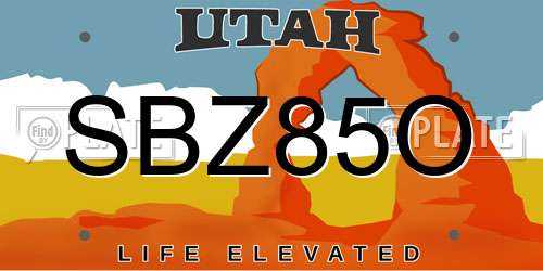 SBZ85O Utah License Plate