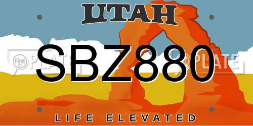 SBZ880 Utah License Plate