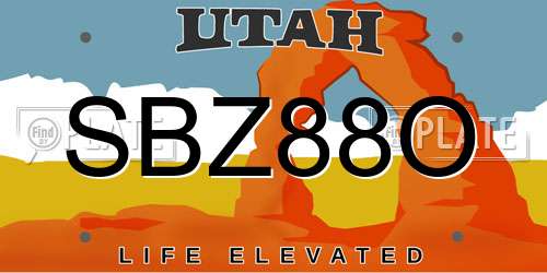 SBZ88O Utah License Plate