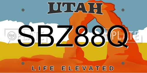 SBZ88Q Utah License Plate