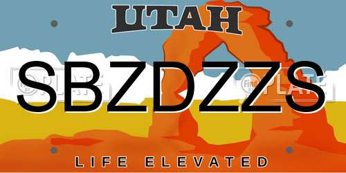 SBZDZZS Utah License Plate