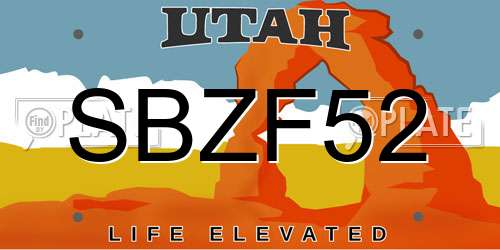 SBZF52 Utah License Plate