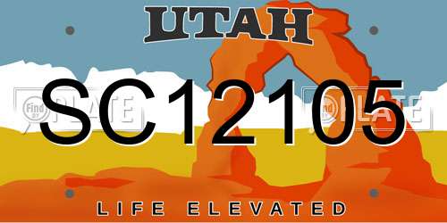 SC12105 Utah License Plate