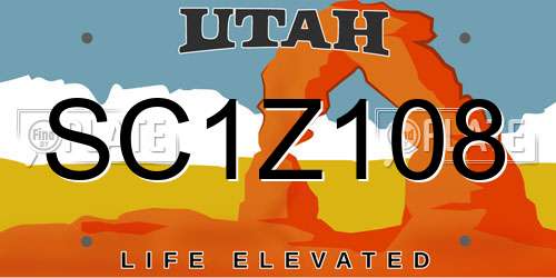 SC1Z108 Utah License Plate