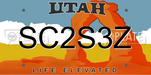 SC2S3Z Utah License Plate