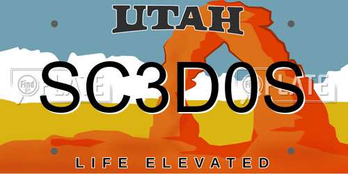 SC3D0S Utah License Plate