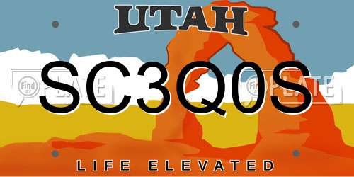SC3Q0S Utah License Plate