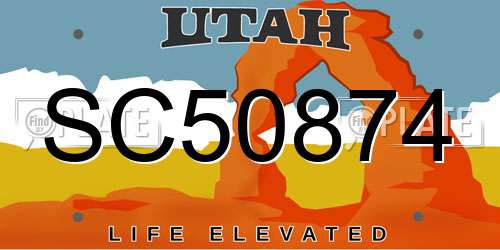 SC50874 Utah License Plate