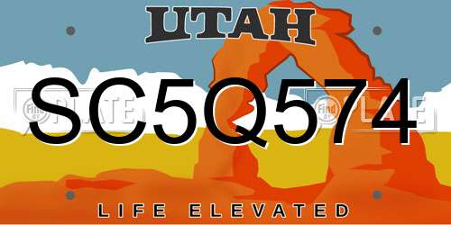 SC5Q574 Utah License Plate