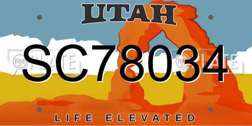 SC78034 Utah License Plate