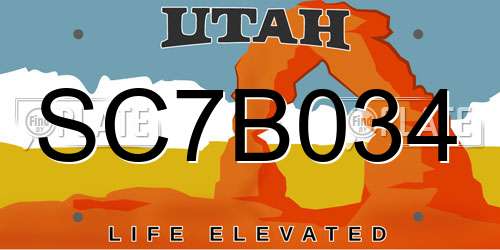 SC7B034 Utah License Plate