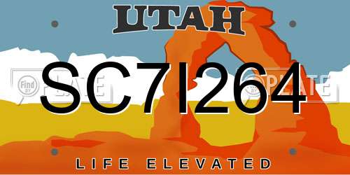 SC7I264 Utah License Plate