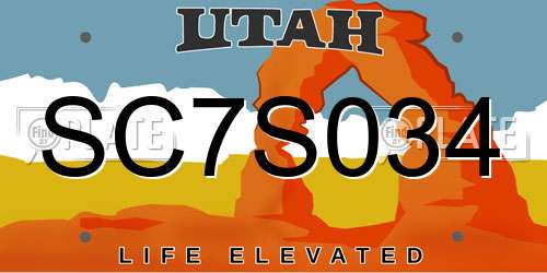 SC7S034 Utah License Plate