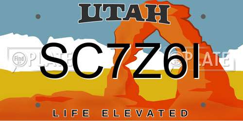 SC7Z6I Utah License Plate