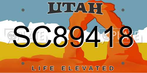SC89418 Utah License Plate