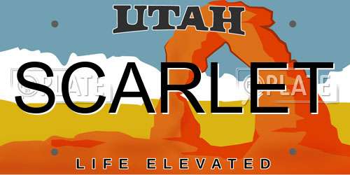 SCARLET Utah License Plate