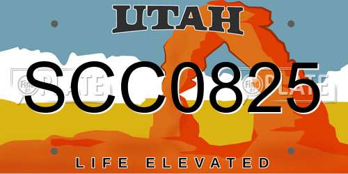 SCC0825 Utah License Plate