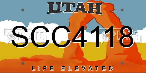 SCC4118 Utah License Plate