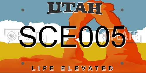 SCE005 Utah License Plate