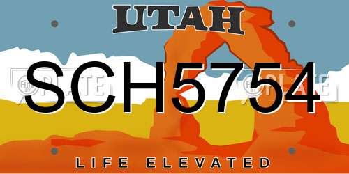 SCH5754 Utah License Plate