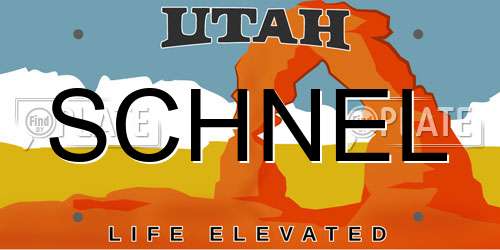 SCHNEL Utah License Plate