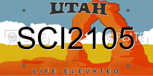 SCI2105 Utah License Plate