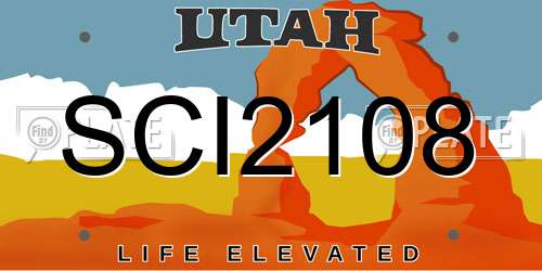 SCI2108 Utah License Plate