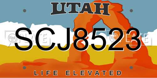 SCJ8523 Utah License Plate