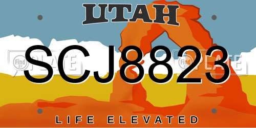 SCJ8823 Utah License Plate