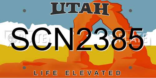 SCN2385 Utah License Plate