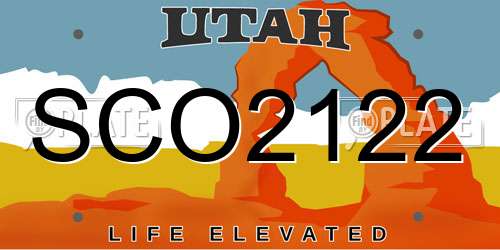 SCO2122 Utah License Plate