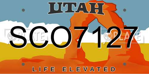 SCO7127 Utah License Plate