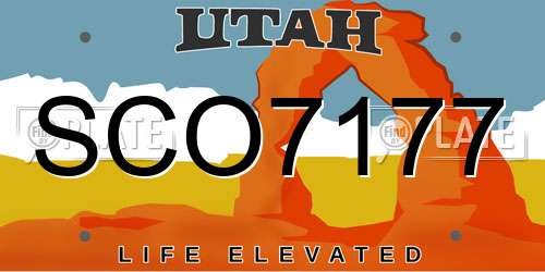 SCO7177 Utah License Plate