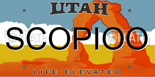 SCOPIOO Utah License Plate