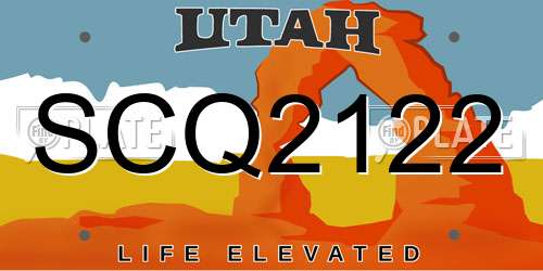 SCQ2122 Utah License Plate