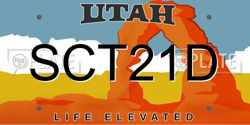 SCT21D Utah License Plate