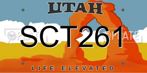 SCT261 Utah License Plate