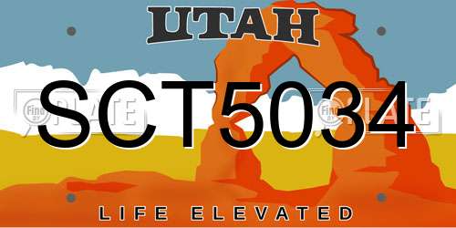 SCT5034 Utah License Plate