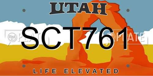 SCT761 Utah License Plate