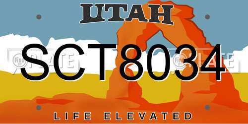 SCT8034 Utah License Plate