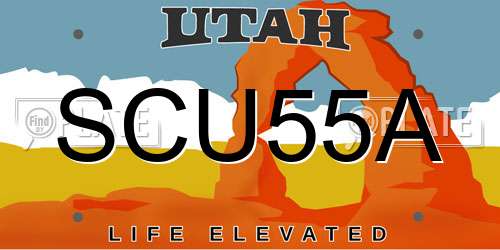 SCU55A Utah License Plate