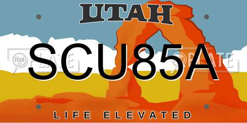 SCU85A Utah License Plate