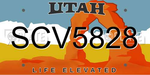SCV5828 Utah License Plate