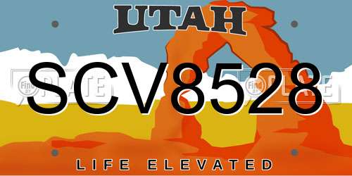 SCV8528 Utah License Plate