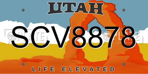 SCV8878 Utah License Plate