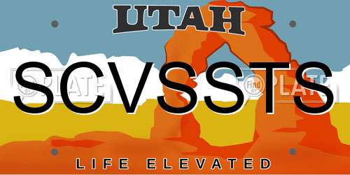 SCVSSTS Utah License Plate